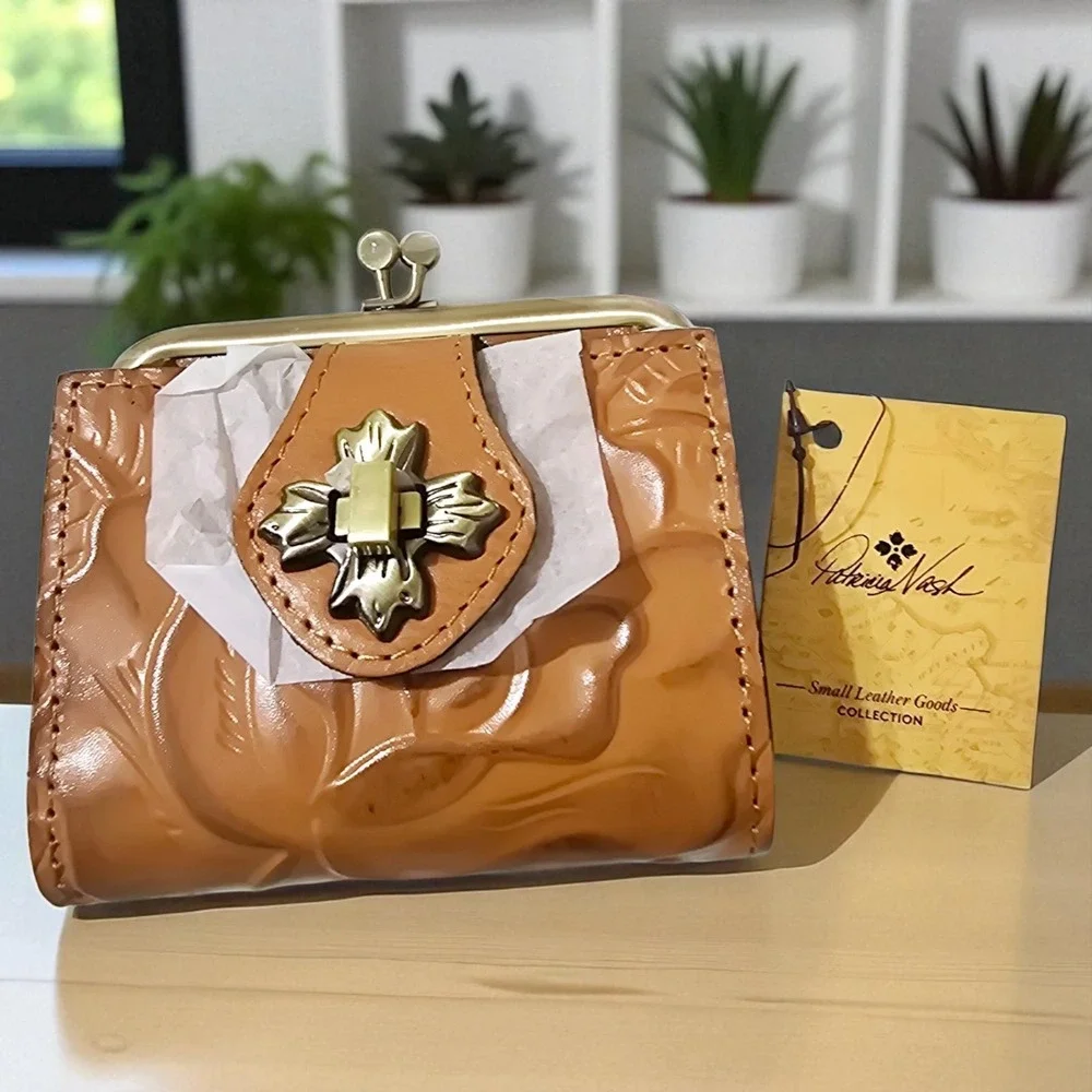 Patricia Nash‎ Casella Tooled Leather Bifold Wallet- Cognac-NWT